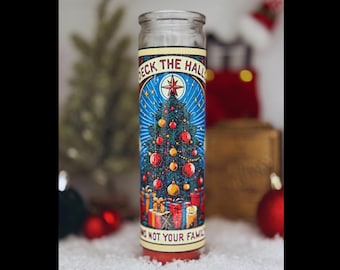 Deck the Halls and Not Your Family Weihnachtsbaum Votivkerze - Humorvolle Weihnachtskerze