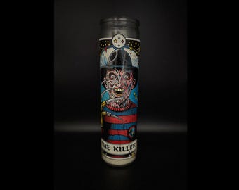 Nightmare on Elm Street- Freddy Krueger Celebrity Saint candle - 8" Unscented Votive Soy Candle