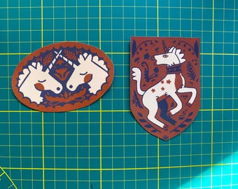 Set di adesivi vintage con unicorni