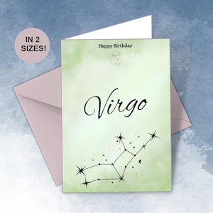 Virgo Birthday Card: Printable Zodiac Design (Digital Download, 5x7 & 4x6 PDF + JPG Bonus File)