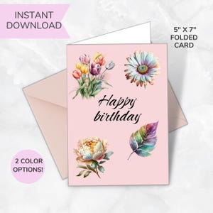 Printable Birthday Card | Birthday Card Printable | Digital Birthday Cards | Printable Happy Birthday Cards | Birthday Card Digital | Floral