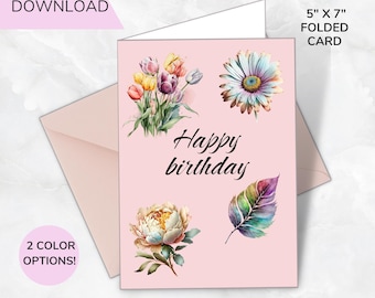Printable Birthday Card | Birthday Card Printable | Digital Birthday Cards | Printable Happy Birthday Cards | Birthday Card Digital | Floral