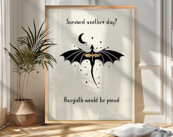 Fourth Wing Printable Basgiath Wall Art | Xaden and Violet | Fantasy Reader Decor | Romantasy Minimalistic Bookish Art | Rebecca Yarros