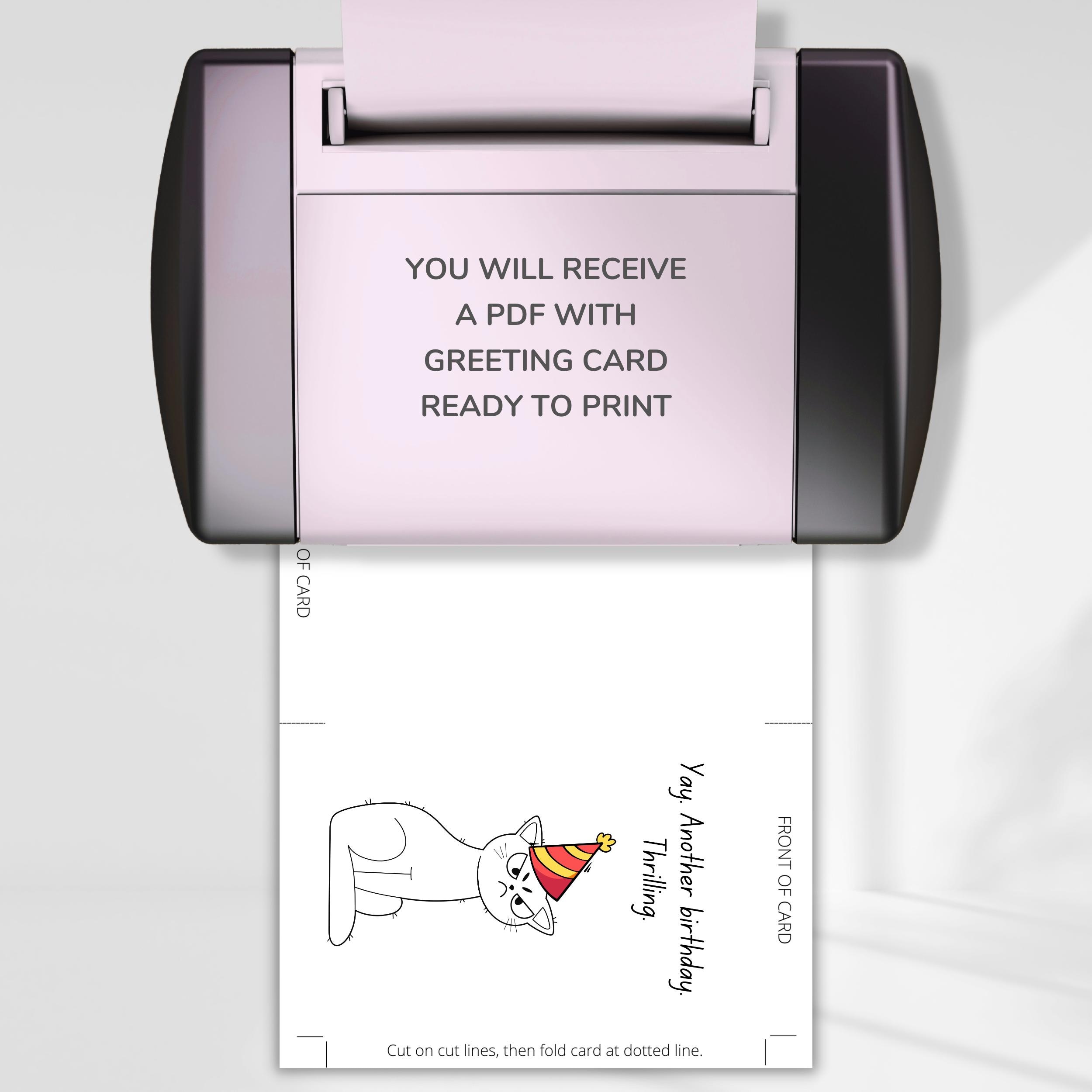 Printable Funny Sarcastic Birthday Card | Cat Birthday Card Printable ...