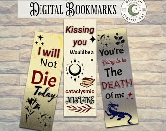 Fourth Wing Inspired Bookmarks: Romantasy Dragon Book Lover Gift (PDF)