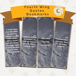 Digital Fourth Wing Inspired Bookmarks | Printable Bookmarks | PDF Bookmarks | Gift For Book Lover | Book Accessories | Dark Fantasy Romance