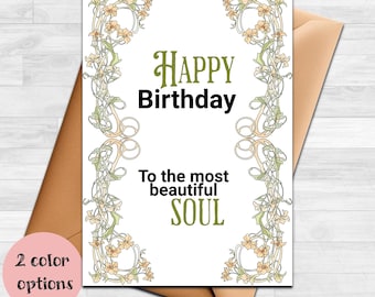 Carte d'anniversaire imprimable | Carte d'anniversaire imprimable | Cartes d'anniversaire numériques | Cartes imprimables de joyeux anniversaire | Carte d'anniversaire numérique | Fleurs