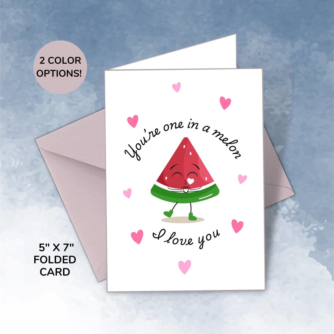 Funny Watermelon Love Card: Printable Anniversary Card (PDF Download ...