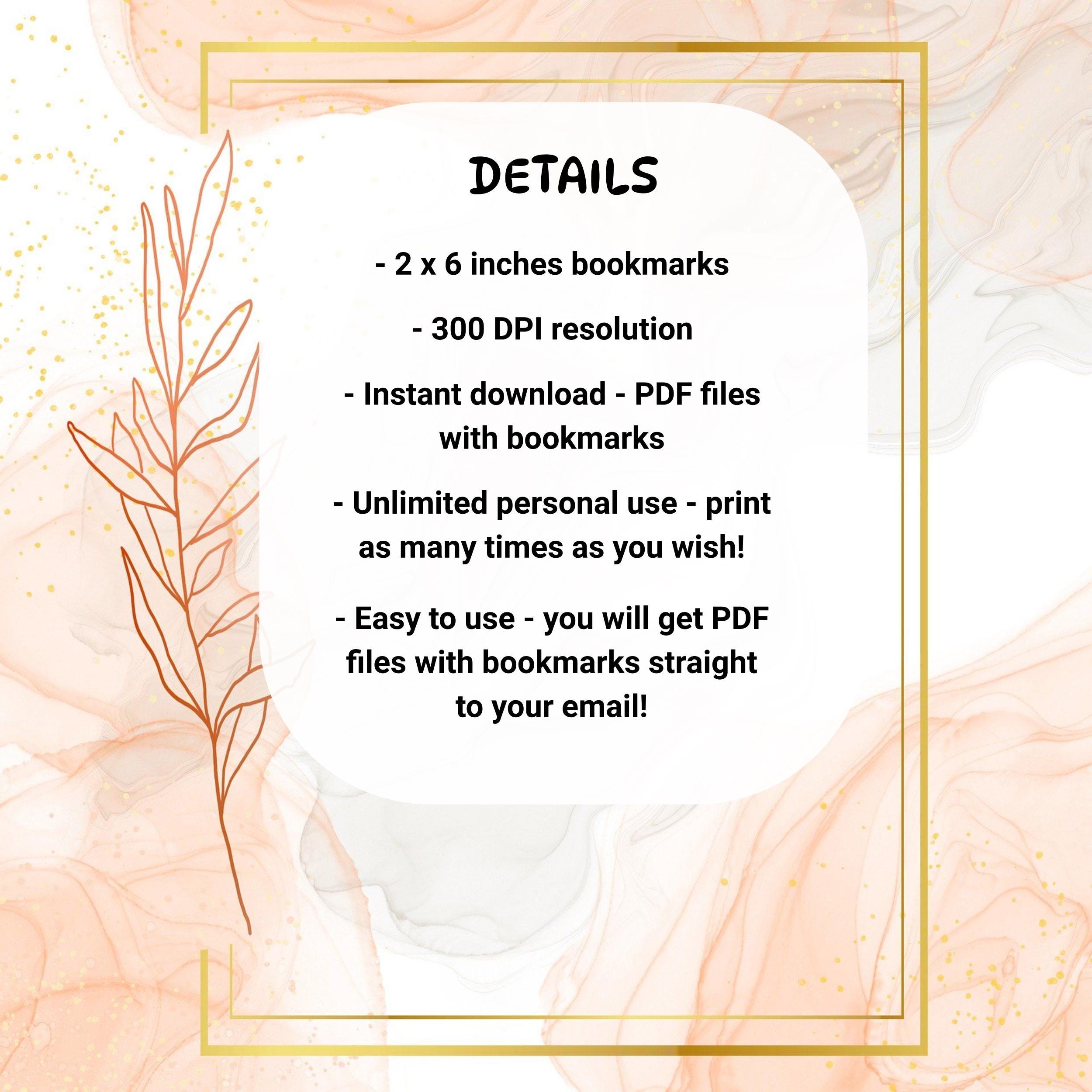 Digital Bookmark | Printable Bookmarks | Instant Download | PDF ...