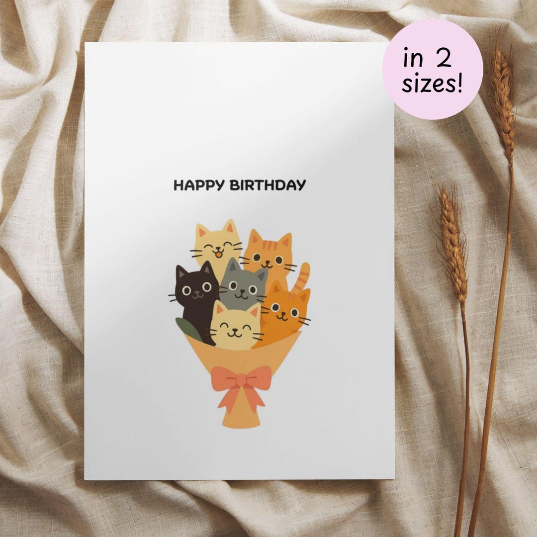 Printable Funny Cat Birthday Card - Instant Download Digital Greeting ...