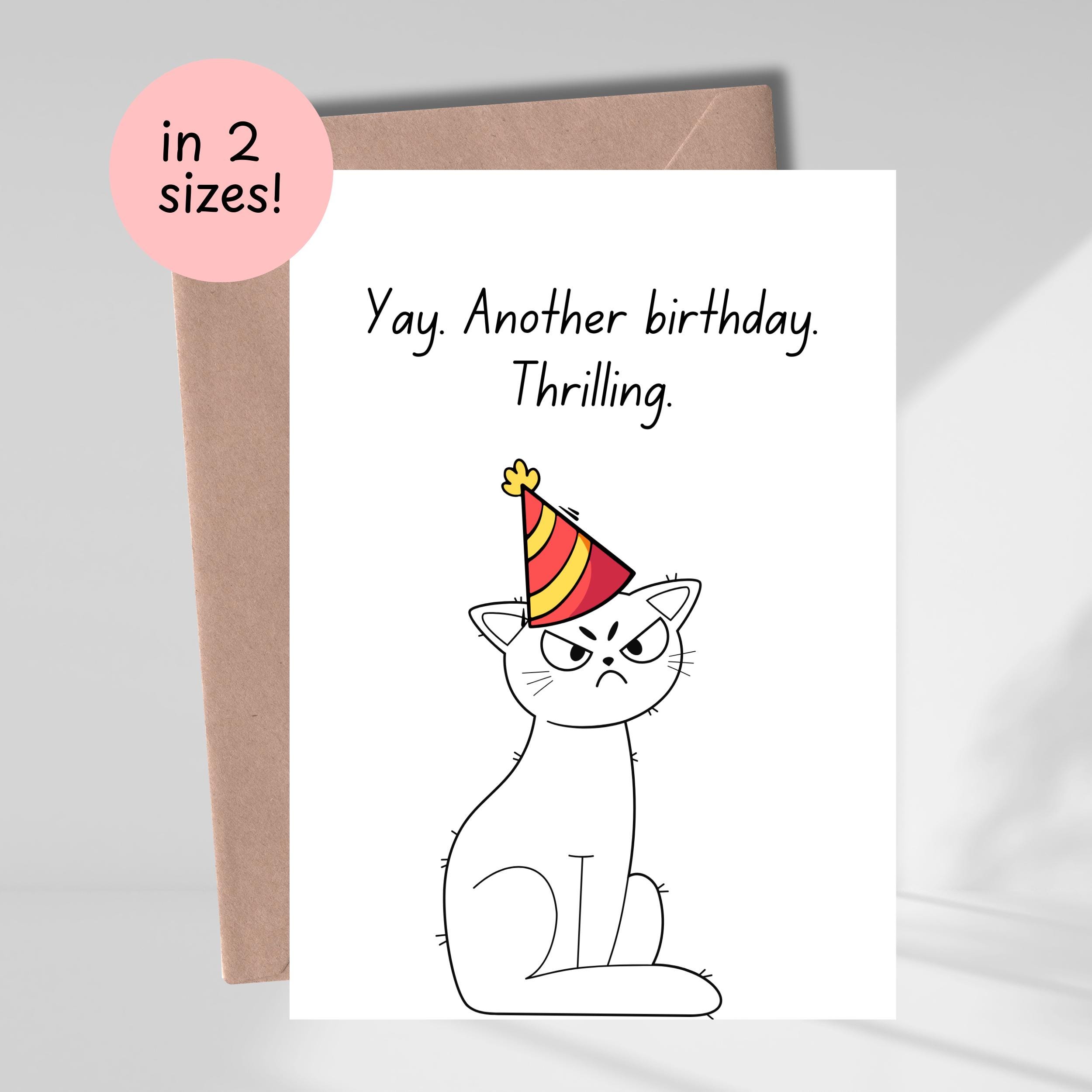 Printable Funny Sarcastic Birthday Card | Cat Birthday Card Printable ...