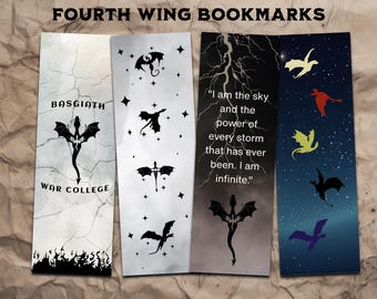 Marcapáginas digitales inspirados en "El Cuarta Ala" / Marcapáginas imprimibles / Marcapáginas PDF / Regalo para amantes de la lectura / Accesorios para libros / Romance de fantasía oscura