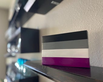 Ace / Asexual Pride Flag | Handcrafted 3D Wooden Mini Wall Art with Glitter Accent