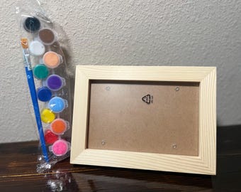 DIY Paint Your Own Wooden 4x6 Picture Frame Kit with Brushes