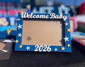 4x6 Hand Painted Wooden Picture Frame | Welcome Baby | 2026