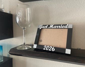 4x6 Hand Painted Wooden Picture Frame | Just Married | 2026