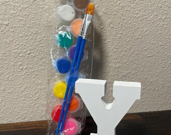 DIY Paint Your Own 3D Wooden Letter Ornament Kit with Brushes