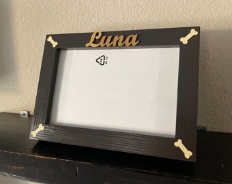 4x6 Hand Painted Wooden Dog Name Picture Frame | Customizable Colors & Text