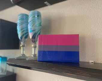 Bi / Bisexual Pride Flag | Handcrafted 3D Wooden Mini Wall or Table Art