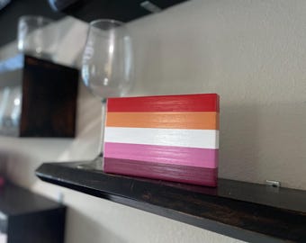 Lesbian Pride Flag | Handcrafted 3D Wooden Mini Wall Art