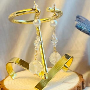 パールイヤリング、ダングルドロップイヤリング、パールドロップアクセサリーイヤリング、女性用ブライダルジュエリーアクセサリー、クリスタルブライダルイヤリング