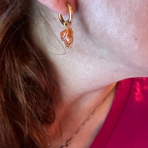 Red Carnelian Stone Hoop Earrings: Boho Dangle Charm Jewelry