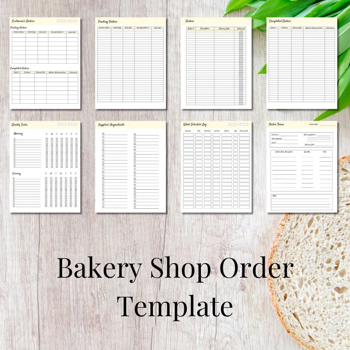Bakery Shop Customer Order Organizer Template With Supply List Template ...