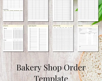 Bakery Shop Customer order organizer template with supply list template with weekly task/ schedule template with order delivery date tracker
