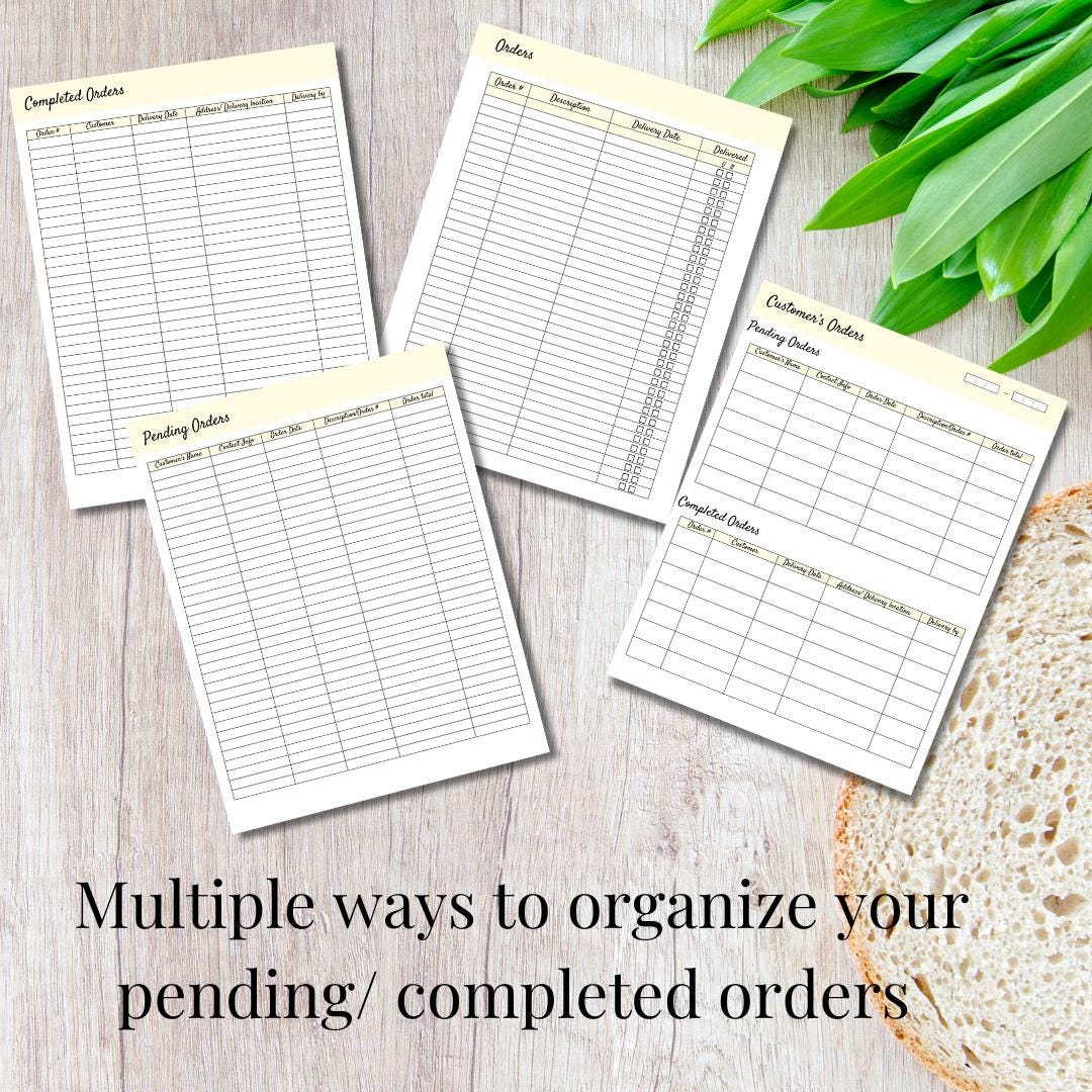 Bakery Shop Customer Order Organizer Template With Supply List Template ...