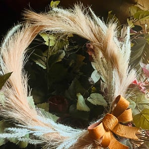 ghirlanda autunnale, fiocco, appendino autunnale per porta, ghirlanda rotonda, decorazioni autunnali per la casa, decorazioni per la casa del Ringraziamento, ghirlanda del raccolto, decorazioni autunnali per porte arancioni