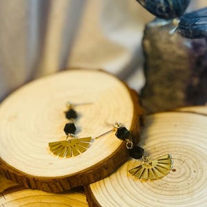black and gold minimalist earrings black crystal minimalist earrings gift for her elegant jewelry long dangle drop stud dangle earrings