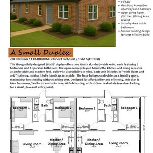 Duplex Apartment Plan: 2BR 1BA, 784 sq ft Unit (Digital Downloadable Plan Set)