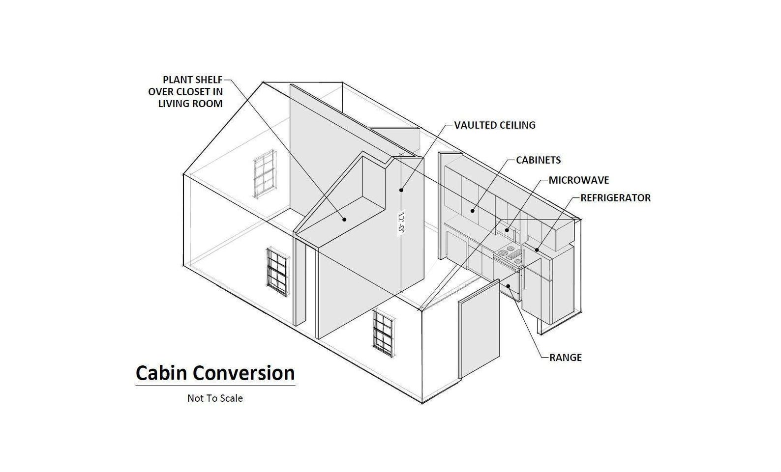 16'x24' Shed to Cabin Conversion Floor Plan: 1BR 1BA ADU Layout - Etsy