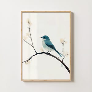 Watercolor Blue Bird Art Print | Minimalist Nature Art (digital download, bird art, animal art, watercolor print, download art)
