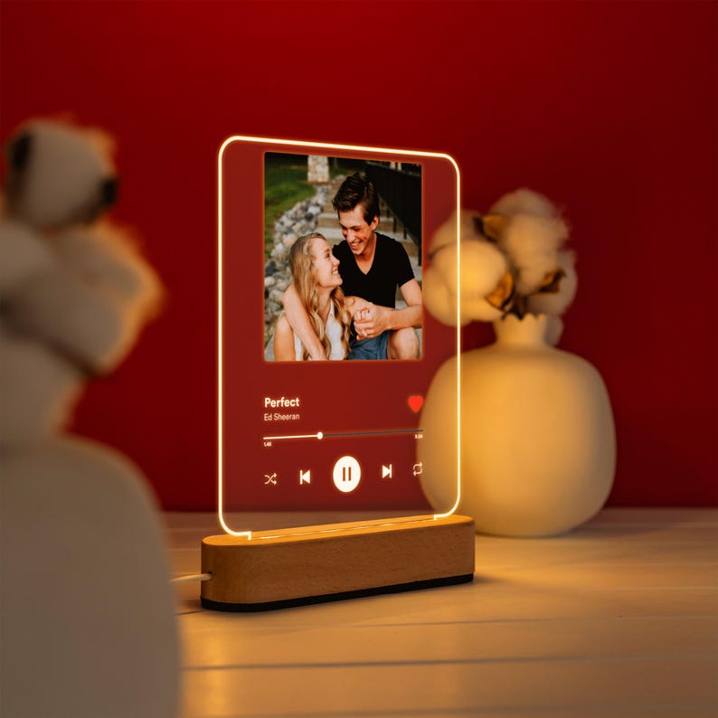 Song Plaque With Photo Personalized Vinyl Record Birthday Gift for Him