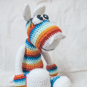 Old Pattern SALE price Rainbow Hippo With a Sneakers Amigurumi Pattern crochet hippo image 1