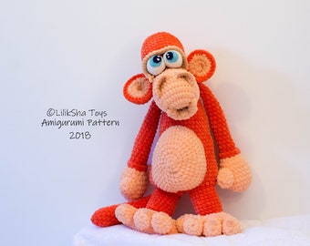 BIG toy - Crochet toy Amigurumi Pattern - Funny Monkey. amigurumi animals. animal crochet.