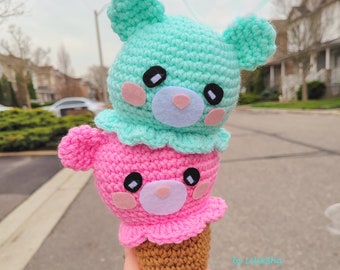 PATTERN!-EN. Ice cream double BEAR  amigurumi crochet pattern