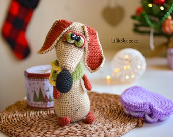Amigurumi pattern -  crochet dachshund dog, amigurumi puppy. crochet Pets
