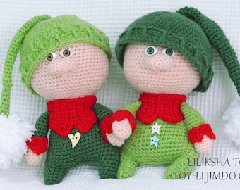 Patron Amigurumi Elfe de Noël au crochet - (Patron PDF) (Anglais)