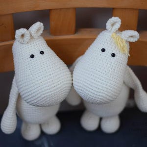 PATTERN- EN! Family of white hippos - Amigurumi Pattern by LilikSha - Amigurumi hippo.