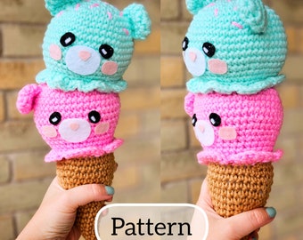 Ice cream double BEAR PDF amigurumi crochet pattern