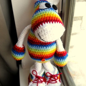 Old Pattern SALE price Rainbow Hippo With a Sneakers Amigurumi Pattern crochet hippo image 7