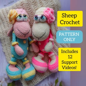Sheep in Pajamas Crochet Pattern, Amigurumi Lamb PDF with Video Tips for Difficult Steps, Easter Sheep DIY, English Language