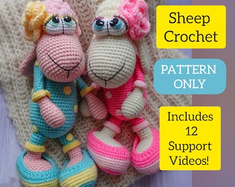 Sheep in Pajamas Crochet Pattern, Amigurumi Lamb PDF with Video Tips for Difficult Steps, Easter Sheep DIY, English Language