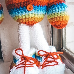 Old Pattern SALE price Rainbow Hippo With a Sneakers Amigurumi Pattern crochet hippo image 3