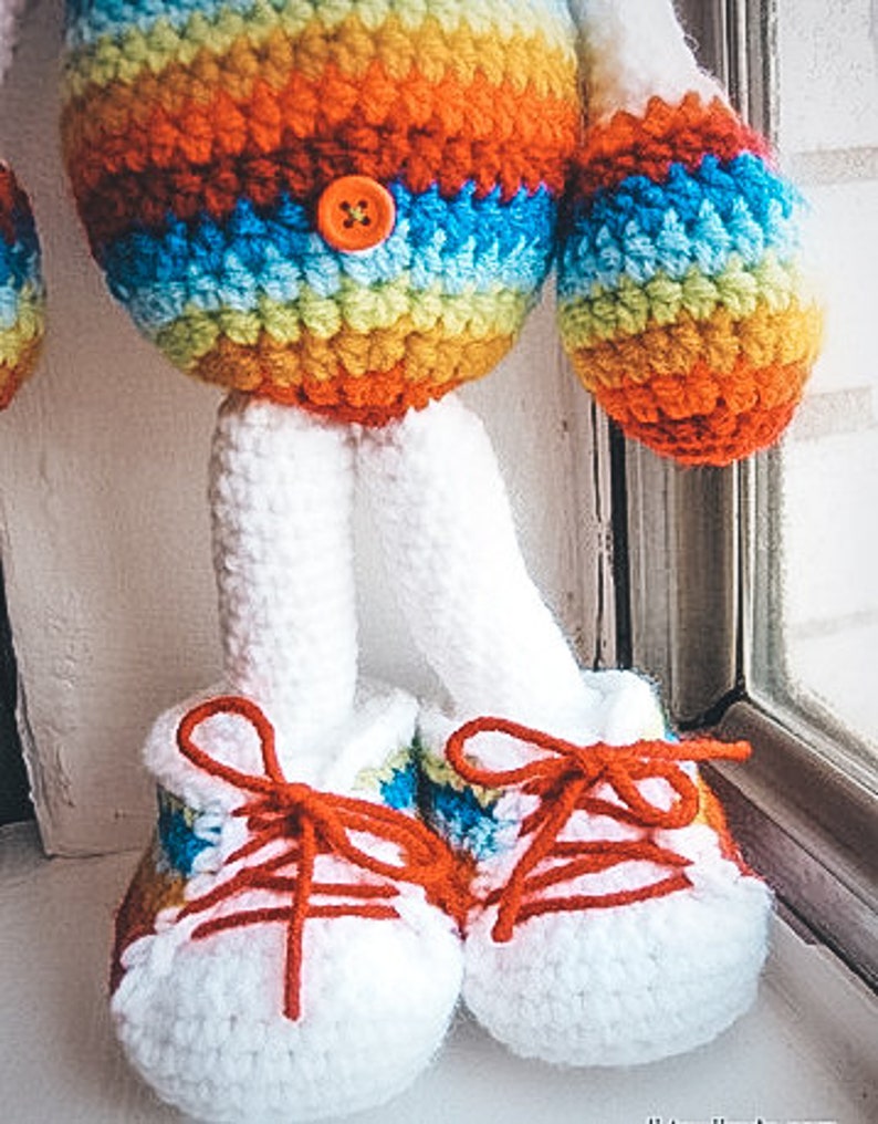 Old Pattern SALE price Rainbow Hippo With a Sneakers Amigurumi Pattern crochet hippo image 3