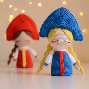 PATTERN- EN! OOAK Design Kokoshnik doll Amigurumi pattern - Dolls in Slavic traditional costume. Slavic doll. Matryoshka. Russian history.