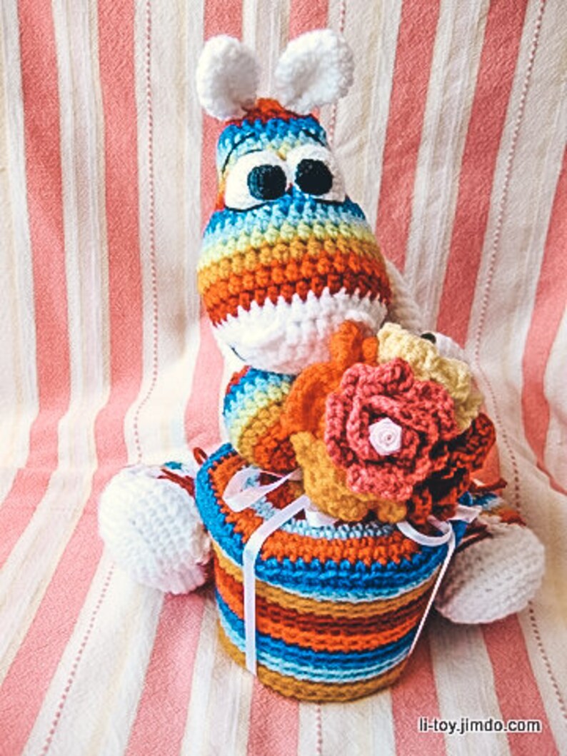 Old Pattern SALE price Rainbow Hippo With a Sneakers Amigurumi Pattern crochet hippo image 6