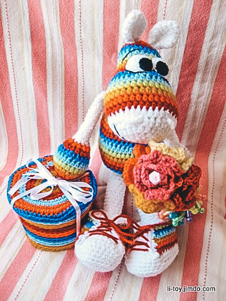 Old Pattern SALE price Rainbow Hippo With a Sneakers Amigurumi Pattern crochet hippo image 5